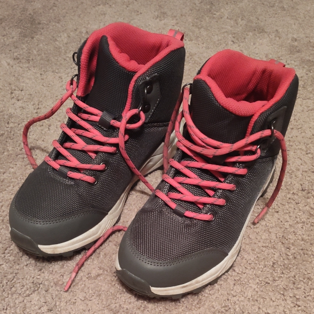 Gray and Pink High-Top Sneakers